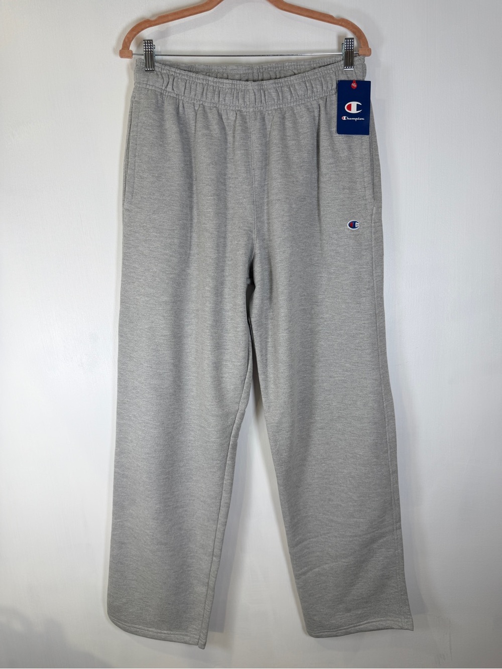 NWT Champion Men's Oxford Gray Powerblend Open Bottom Sweatpants Sz L